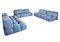 Blue Corduroy Velvet Camaleonda Modular Sofa by Mario Bellini for B&b Italia / C&b Italia, 1976, Set of 6 1