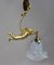 French Gilt Cherub Light Fitting with Vaseline Glass Shade, 1920s 8