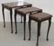 Vintage Brown Nesting Tables on Cabriole Legs, Set of 3 5