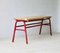 Industrial Red Metal Bench, 1960s 3