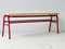 Industrial Red Metal Bench, 1960s 4