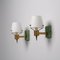 Mid-Century Italian Brass and Opaline Glass Wall Sconces, 1950s, Set of 2, Image 5