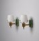 Mid-Century Italian Brass and Opaline Glass Wall Sconces, 1950s, Set of 2, Image 4