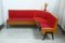 Kitchen Corner Bench with Trunks in Red Faux Leather, 1950s 1