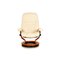 Consul Leather Armchair Set in Cream with Stool, Set of 2 9