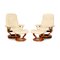 Consul Leather Armchair Set in Cream with Stool, Set of 2 1