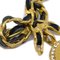 Black Bow Medallion Charm Rhinestone Pendant Necklace in Gold from Chanel 3