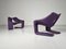 Zen Lounge Chairs in Purple Leather by Kwok Hoi Chan for Steiner, 1970s, Set of 2 6