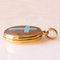 Victorian Oval-Shaped Photo Pendant with 9k Yellow Gold Foil on Metal and with Cross Decorated with Blue Enamel, Early 20th Century, Image 6