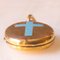 Victorian Oval-Shaped Photo Pendant with 9k Yellow Gold Foil on Metal and with Cross Decorated with Blue Enamel, Early 20th Century 5
