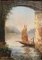 F. Mancini, Vista de un paisaje de lago, década de 1800, pintura al óleo sobre madera, enmarcado, Imagen 2