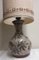 Vintage German Table Lamp with Beige-Brown Ceramic Base with Floral Motif and Original Beige Fabric Shade, 1970s, Image 6