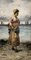 Frederick Reginald Donat, Donna con reti da pesca, Olio su tavola, Incorniciato, Immagine 2