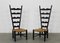 Fireside Chairs in Black Lacquered Wood and Rush by Gio Ponti for Casa E Giardino, 1950s, Set of 2 1