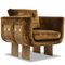 Bronze Velvet Primal Statement Lounge Chair with Cast Brass Legs by Egg Designs 1