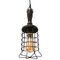 French Work Ceiling Lamp with Wooden Handle, Brass Top & Iron Cage, Image 2