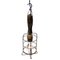 French Work Ceiling Lamp with Wooden Handle and Brass & Iron Cage 2