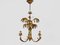 Lámpara de araña vintage de hoja de palmera de metal dorado, años 60, Imagen 1