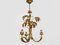 Lámpara de araña vintage de hoja de palmera de metal dorado, años 60, Imagen 3