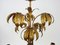 Lámpara de araña vintage de hoja de palmera de metal dorado, años 60, Imagen 5