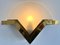 Large Mid-Century Brass and Glass Design Wall Lamp, 1980s, Image 2