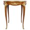 19th Century Louis XV Pedestal Table in Marquetry and Gilt Bronzes 1