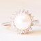 Vintage 14k White Gold White Pearl & Diamond Daisy Ring, 1960s 8