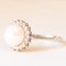 Vintage 14k White Gold White Pearl & Diamond Daisy Ring, 1960s 3