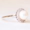Vintage 14k White Gold White Pearl & Diamond Daisy Ring, 1960s 7
