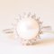 Vintage 14k White Gold White Pearl & Diamond Daisy Ring, 1960s 1