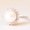 Vintage 14k White Gold White Pearl & Diamond Daisy Ring, 1960s 2