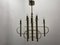 Lampadario Architectural in ottone e metallo cromato di Gaetano Sciolari, anni '70, Immagine 7