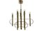 Lampadario Architectural in ottone e metallo cromato di Gaetano Sciolari, anni '70, Immagine 1