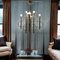 Lampadario Architectural in ottone e metallo cromato di Gaetano Sciolari, anni '70, Immagine 3
