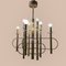 Lampadario Architectural in ottone e metallo cromato di Gaetano Sciolari, anni '70, Immagine 2