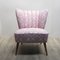 Mid-Century Pink Cocktail Chair with Wooden Legs, Image 1