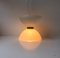 Danish Modernist Diablo Opaline Glass Pendant Light with Brass Disc, 1960s 4