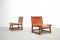 Mid-Century Cognac Leather Hunting Chairs, Set of 2 2