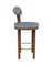 Chaise de Bar Collector Moca en Tissu Tricot Light Seafoam et Chêne Fumé par Studio Rig 2