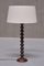 Tall Oak Table Lamp attributed attributed to Charles Dudouyt, France, 1950s 1