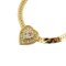 Heart Motif Rhinestone & Plated Gold Necklace by Christian Dior 1