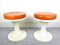 White & Orange Tulip Stools, 1970s, Set of 2 1