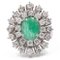 Vintage 14k White Gold Daisy Ring with Emerald and Diamonds, 1960s 1