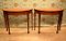 Sheraton Satinwood Demi Lune Console Tables, Set of 2 1