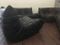 Black & Brown Leather Togo Sofa Set by Michel Ducaroy for Ligne Roset, 1974, Set of 4 45