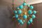 Turquoise Glass Globes and Brass Sputnik Chandelier, Image 1