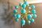 Turquoise Glass Globes and Brass Sputnik Chandelier 6