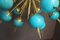 Turquoise Glass Globes and Brass Sputnik Chandelier, Image 5