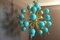 Turquoise Glass Globes and Brass Sputnik Chandelier, Image 7