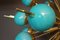 Turquoise Glass Globes and Brass Sputnik Chandelier 3